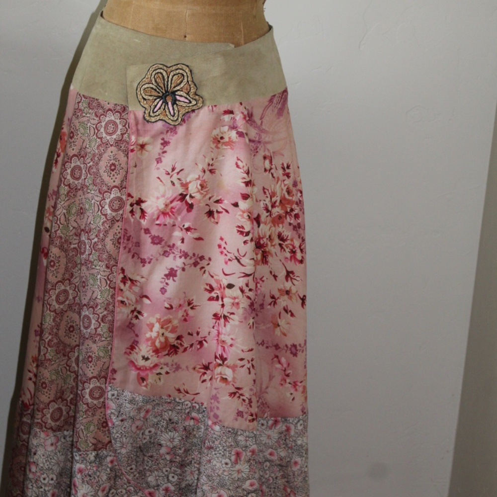 Unusual Wrap Around Skirt with Ultra Suede Waistband